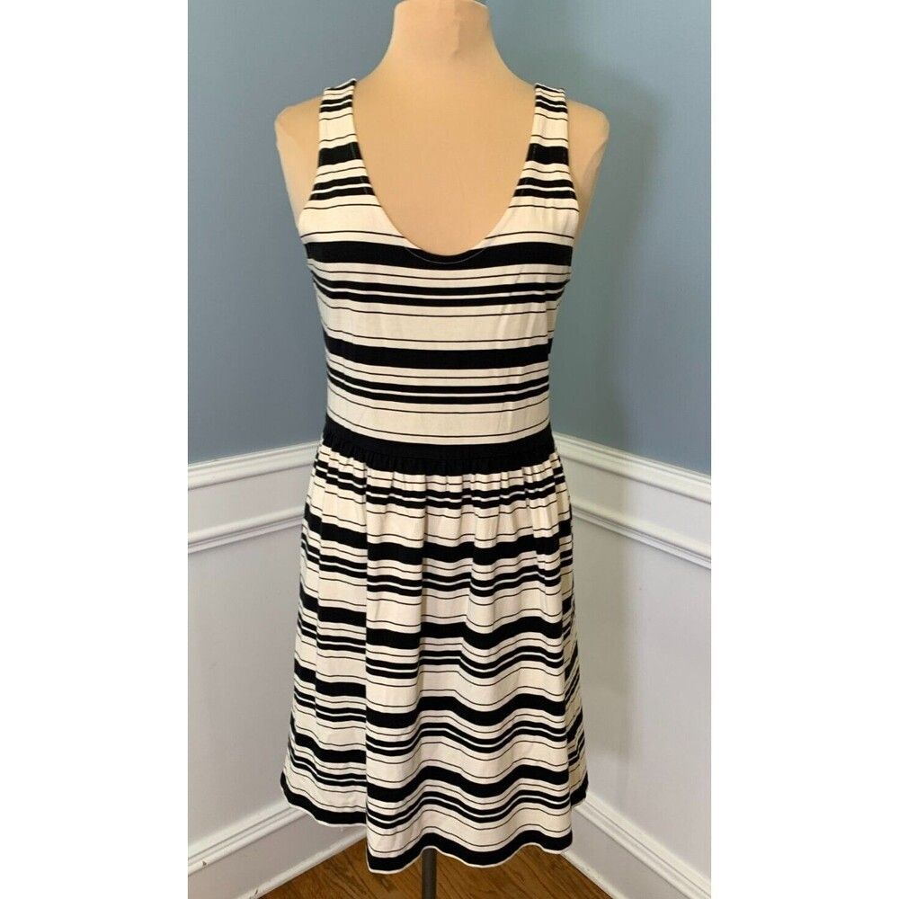 J Crew Tank‎ Dress Womens M Sleeveless A Line Striped Cotton